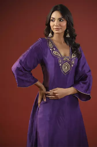 Purple a-line kurta set