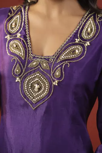 Purple a-line kurta set