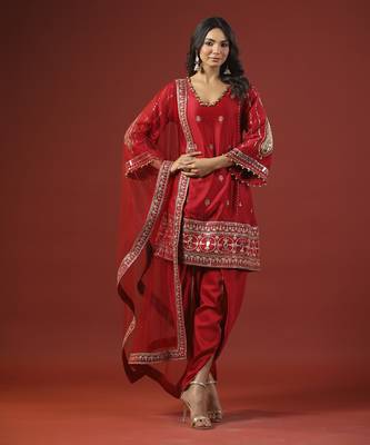 Rustic red a-line kurta set 1