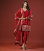 Rustic red a-line kurta set