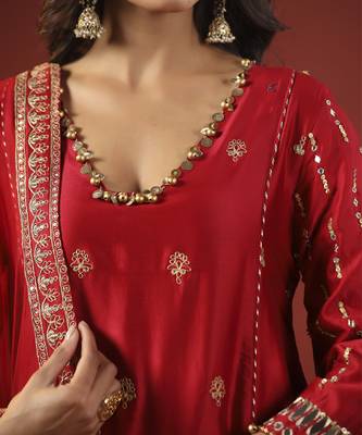 Rustic red a-line kurta set 2