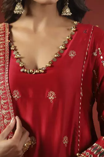 Rustic red a-line kurta set