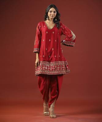 Rustic red a-line kurta set 4