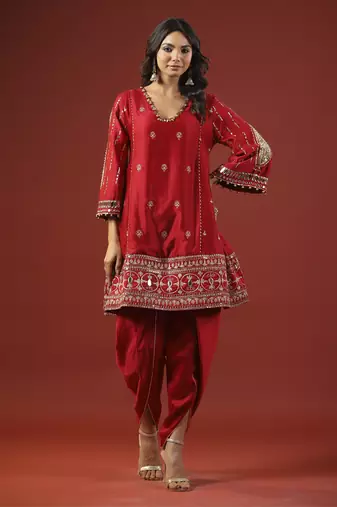 Rustic red a-line kurta set