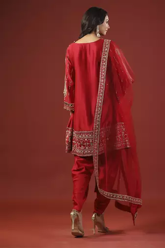 Rustic red a-line kurta set