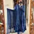 Jaipuri blue  ghera anarkali style pure cotton kurta & pant with dupatta