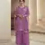 Purple embroidered chinon palazzo salwar suit