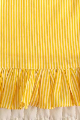 Yellow stripes cotton printed baby girl shoulder knot dress 3