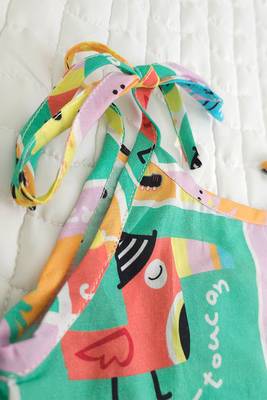 Multicolor zoo crew cotton printed baby girl shoulder knot jabla dress 2