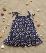 Purple cotton printed baby girl shoulder knot lemon jabla dress
