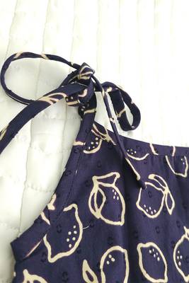 Purple cotton printed baby girl shoulder knot lemon jabla dress 2