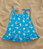 blue birdie cotton printed baby girl shoulder knot jabla dress