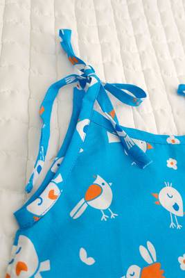 blue birdie cotton printed baby girl shoulder knot jabla dress 2