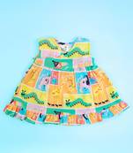 Multicolor zoo crew cotton printed newborn baby girl wrap dress