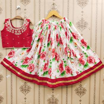 Graceful floral print kids' lehenga set 1