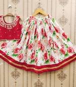 Graceful floral print kids' lehenga set