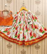 Graceful floral print kids' lehenga set
