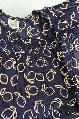 navy blue cotton printed lemons girls jabla dress with 4