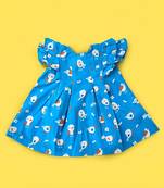 blue birdie cotton printed iris baby girl dress