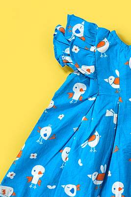 blue birdie cotton printed iris baby girl dress 3