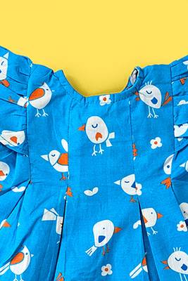 blue birdie cotton printed iris baby girl dress 4