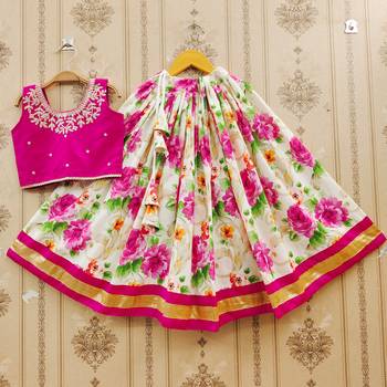 Graceful floral print kids' lehenga set 1