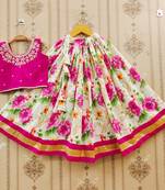 Graceful floral print kids' lehenga set
