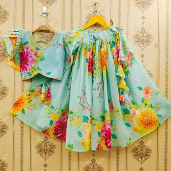 Floral printed lehenga with ruffle blouse 1