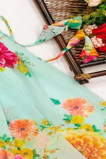 Floral printed lehenga with ruffle blouse