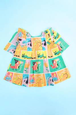 Multicolor zoo crew cotton printed girls iris dress with 1