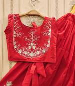 Elegant red embroidered kids' lehenga set