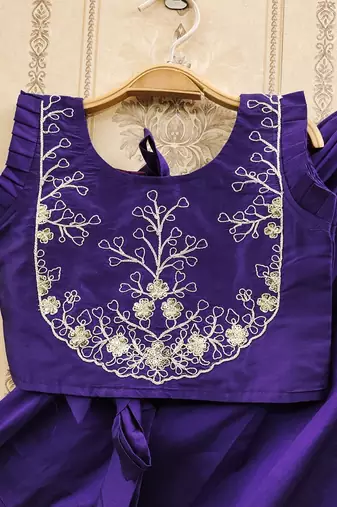 Elegant blue  embroidered kids' lehenga set