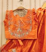 Elegant orange embroidered kids' lehenga set
