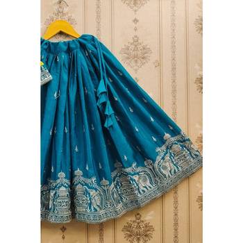 Royal lehenga set in rama blue & yellow 3