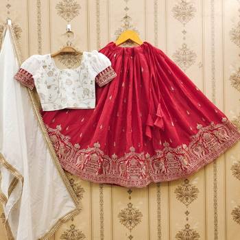 Royal lehenga set in regal red & white 1