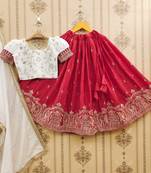 Royal lehenga set in regal red & white