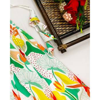 Vibrant floral lehenga with yellow ruffle top 3