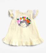Yellow cotton hand embroidered yellow baby girl blossom dress