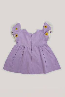 Lilac sunflower cotton embroidered girls dress 2
