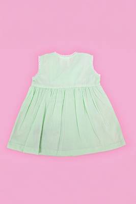 Green bicycle cotton embroidered girls green overlap dress 2