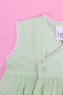 Green bicycle cotton embroidered girls green overlap dress 3