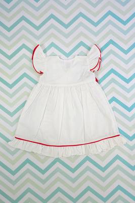 White candy bow cotton girls white overlap dress 2