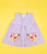 Purple cotton hand embroidered lilac baby girl dress