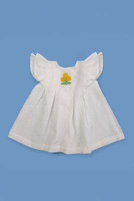 White marigold cotton baby girl iris dress 1