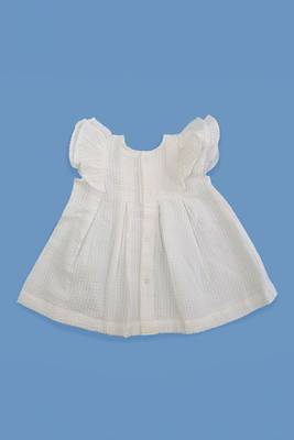 White marigold cotton baby girl iris dress 2