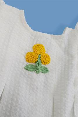 White marigold cotton baby girl iris dress 3
