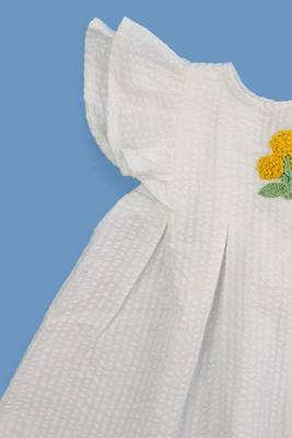 White marigold cotton baby girl iris dress 4