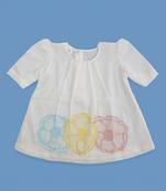 White flowers cotton embroidered girls dress