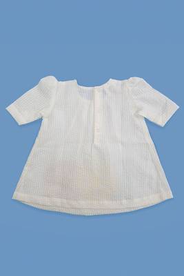 White flowers cotton embroidered girls dress 2