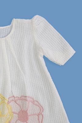 White flowers cotton embroidered girls dress 4